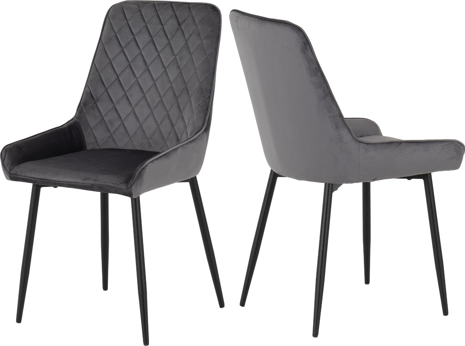 Hamilton Medium Dining Set with Avery Chairs in Medium Oak Effect - Black & Grey Velvet | Free Nationwide Delivery in 2-3 Weeks | Homeline Furniture