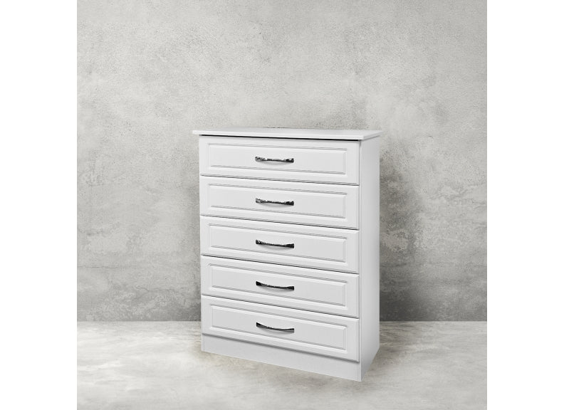 Slaney White 5 Drawer Tall Chest