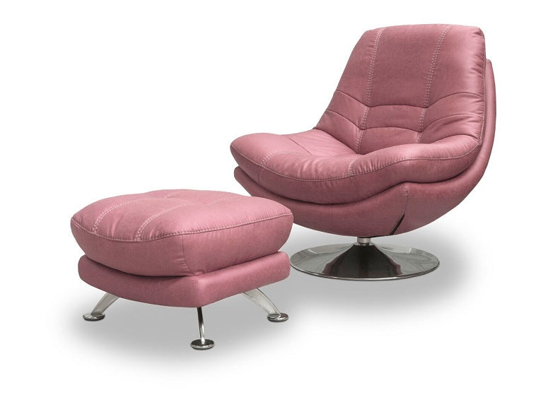 Axis Pink Swivel Armchair W/Optional Stool
