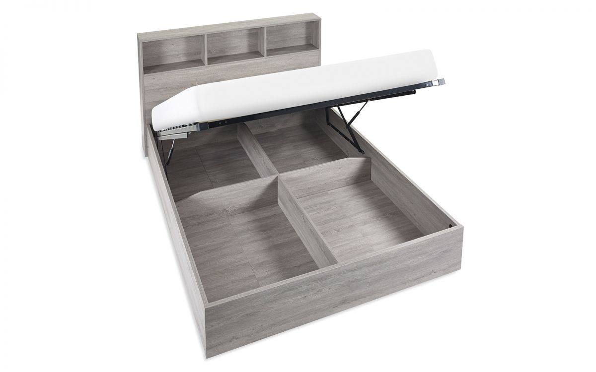 Bali Ottoman Storage King Bed 150cm - Grey Oak
