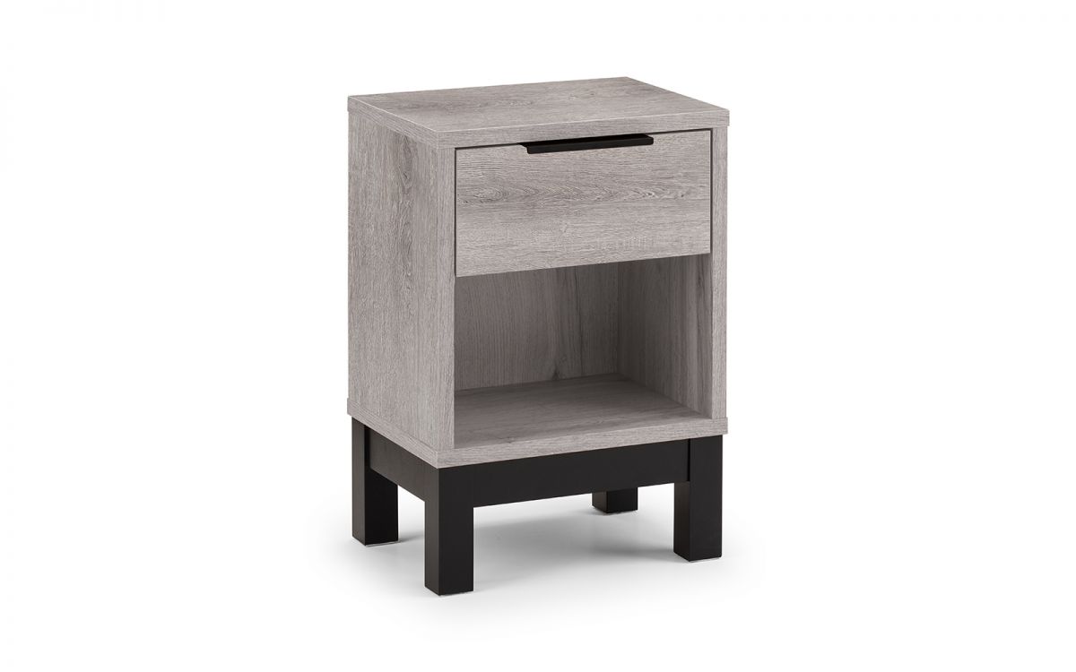Bali 1 Drawer Bedside - Grey Oak