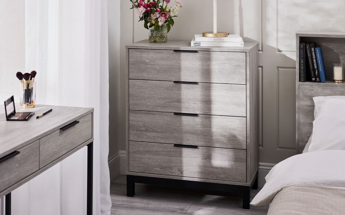 Bali 4 Drawer Chest - Grey Oak
