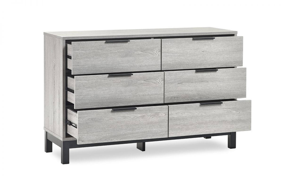 Bali 6 Drawer Wide Chest - Grey Oak