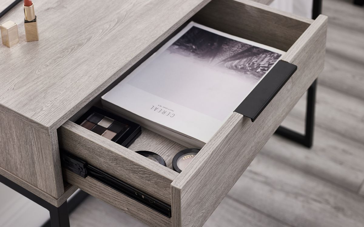 Bali 2 Drawer Dressing Table/Desk - Grey Oak