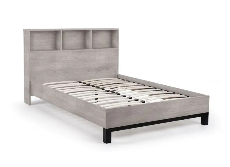Bali Bookcase Headboard Bed 5 ft - Grey Oak