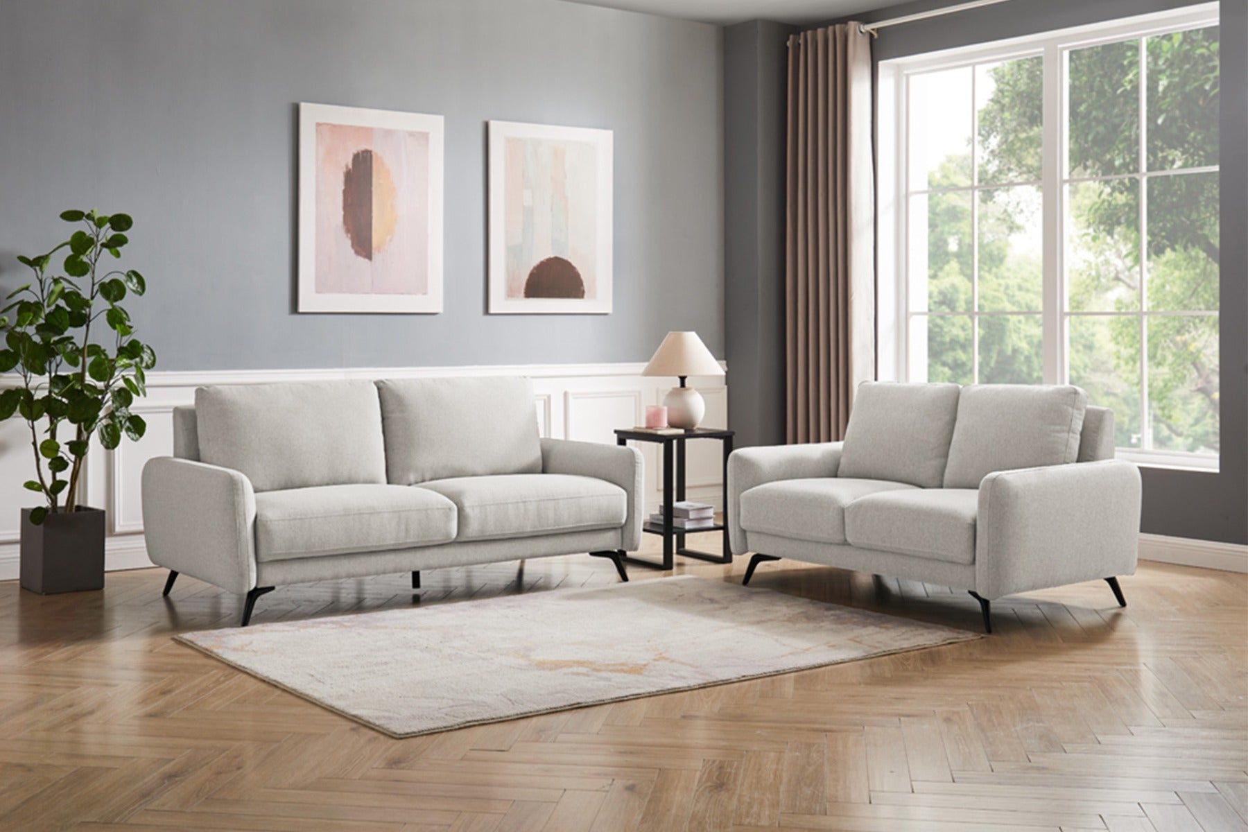 Barnaby 2 Seater Sofa – Grey or Oatmeal | Modern Comfort & Style | Free Delivery
