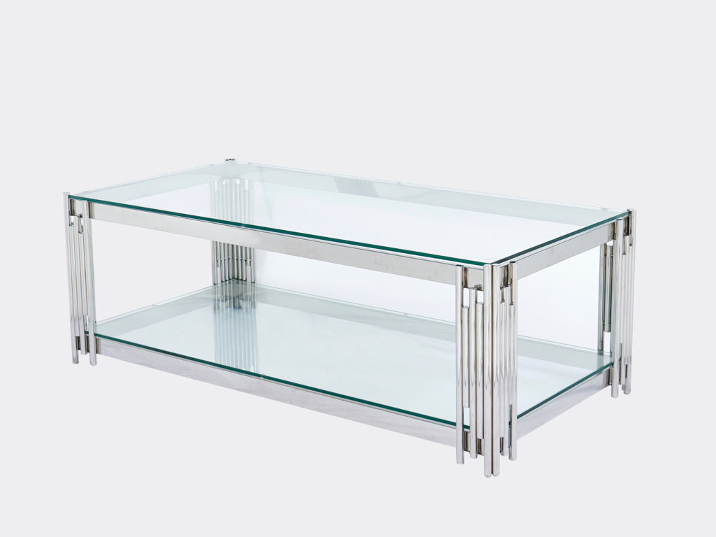 Belini Coffee Table Glass and Stainless Steel