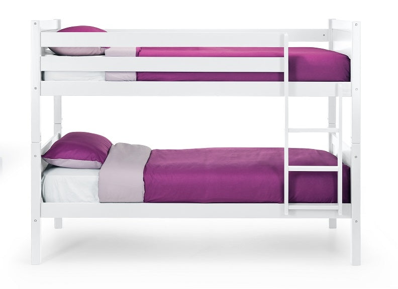 Bella White Bunk Bed dressed