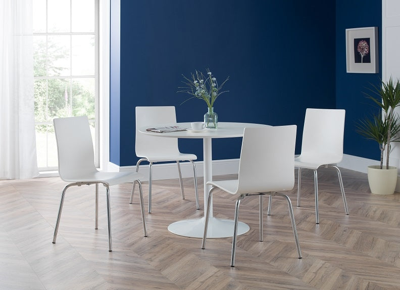 Blanco Round White Table & Mandy White Chairs - 1