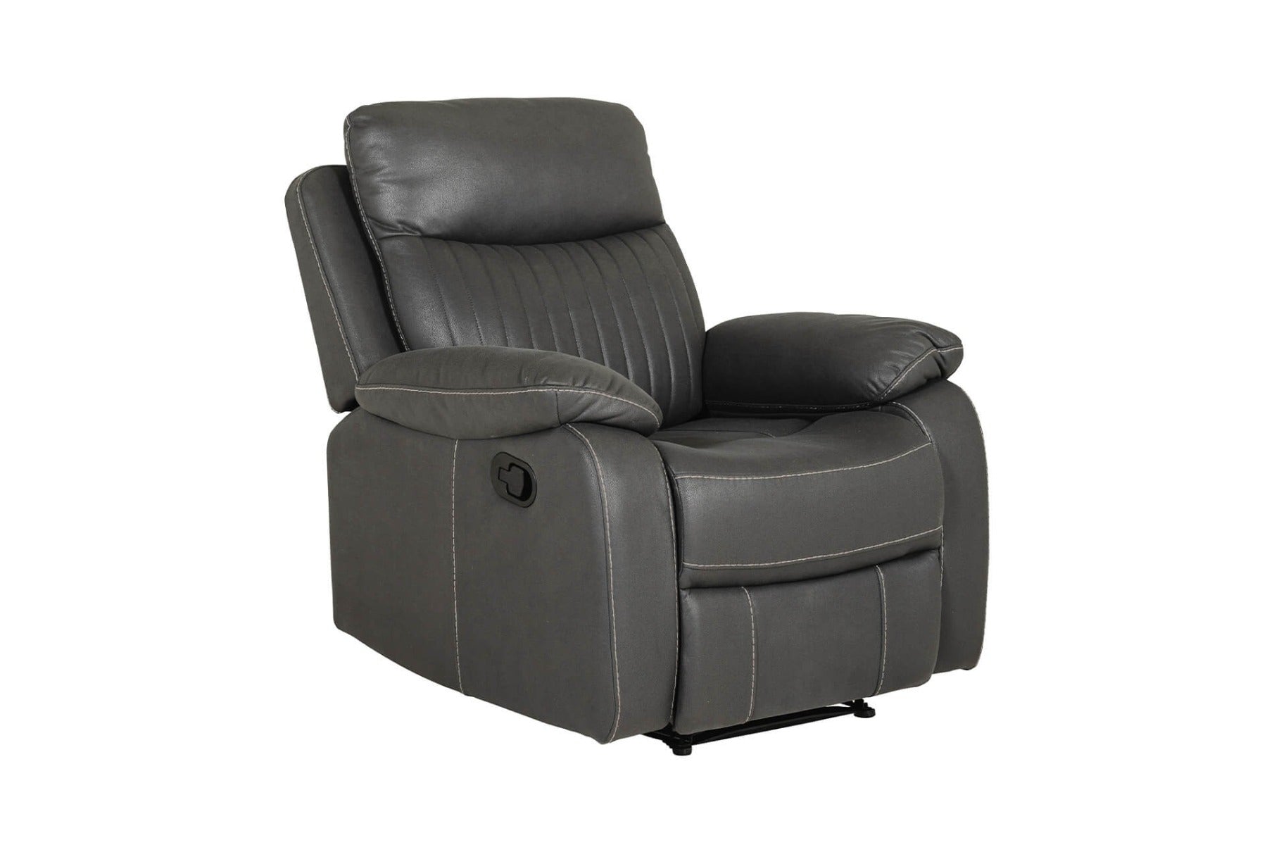 Barkley 1 -Seater Manual Recliner in Dark Grey Leatherette Fabric - Compact Comfort with Free Nationwide Delivery