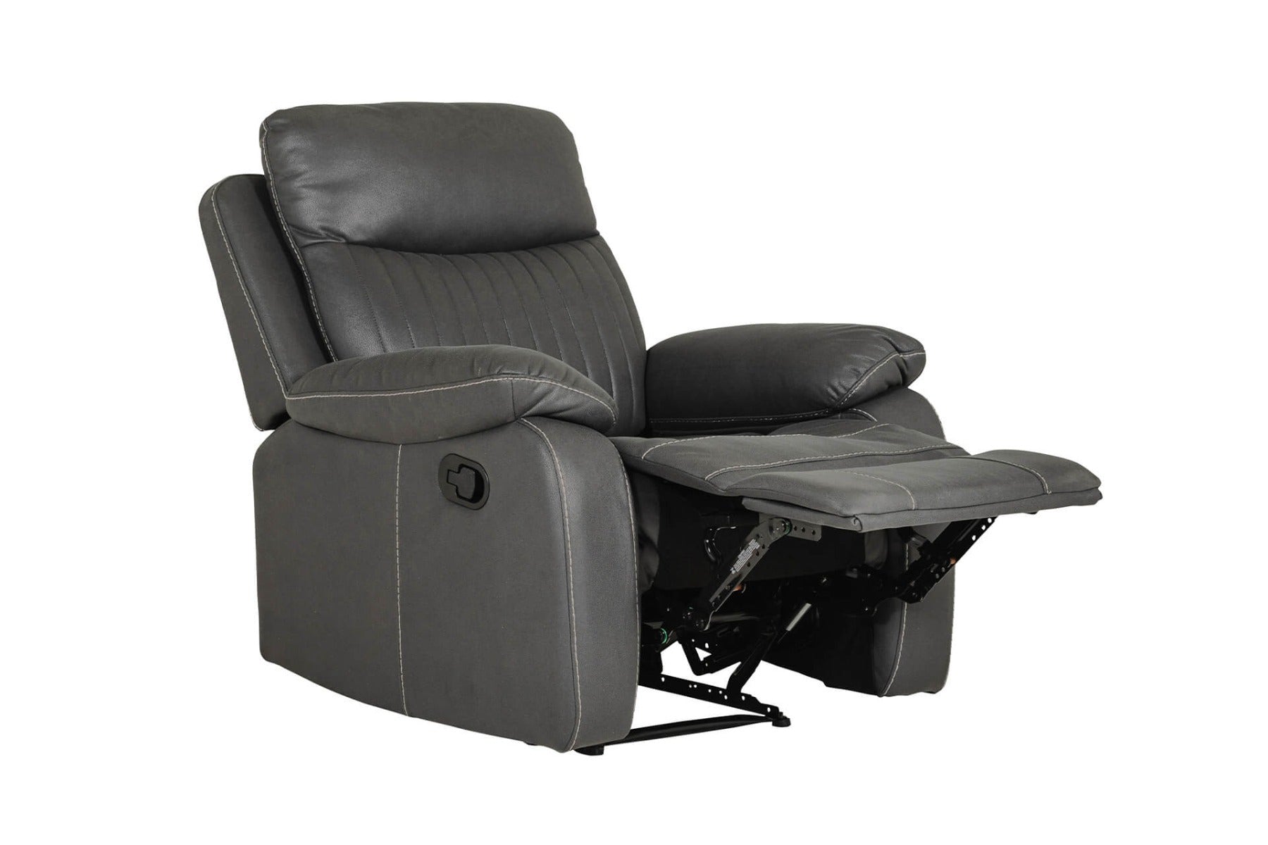 Barkley 1 -Seater Manual Recliner in Dark Grey Leatherette Fabric - Compact Comfort with Free Nationwide Delivery