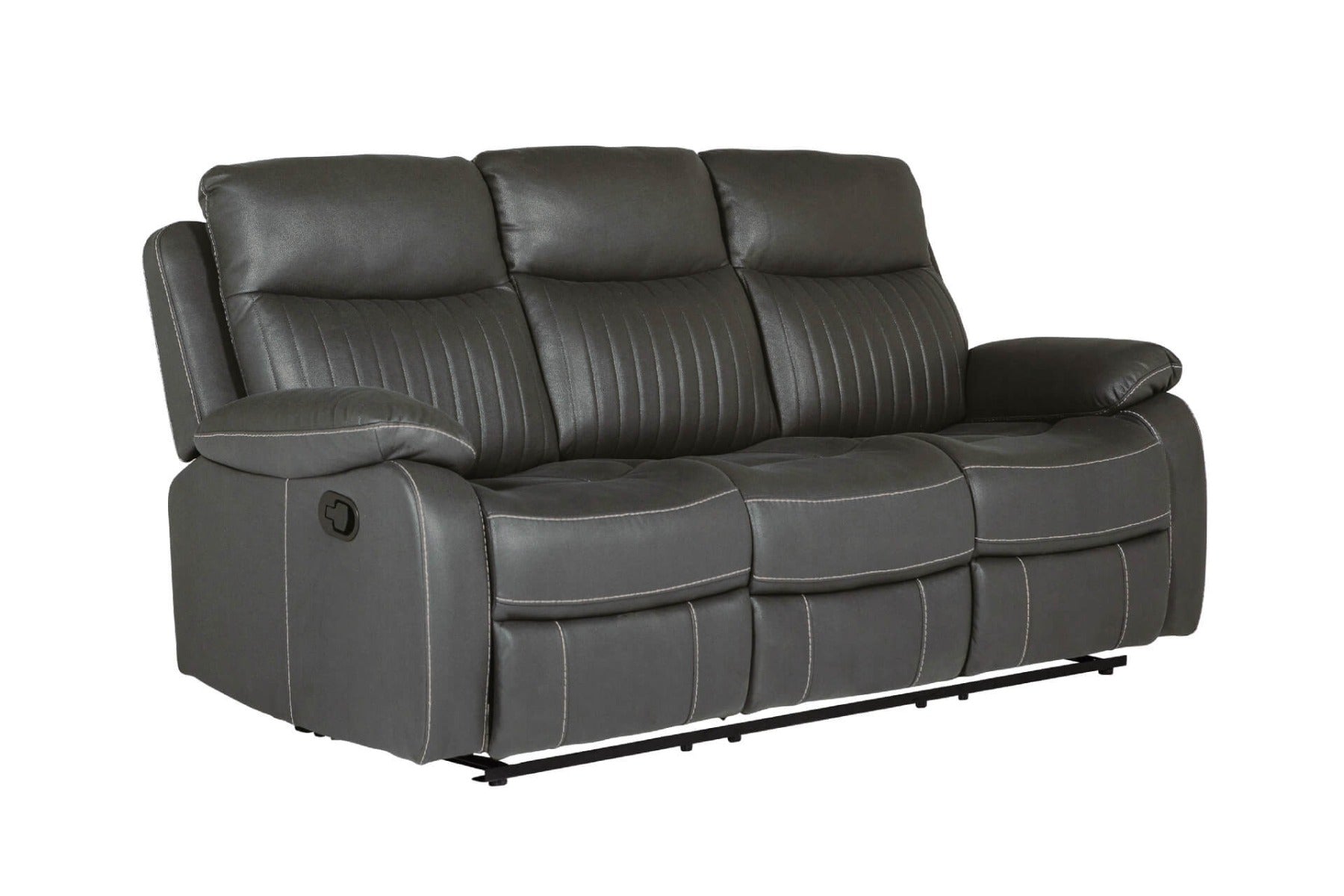 Barkley 3 -Seater Manual Recliner in Dark Grey Leatherette Fabric - Ultimate Comfort with Free Nationwide Delivery