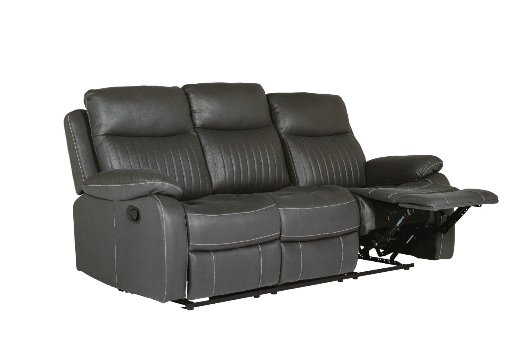 Barkley 3 -Seater Manual Recliner in Dark Grey Leatherette Fabric - Ultimate Comfort with Free Nationwide Delivery