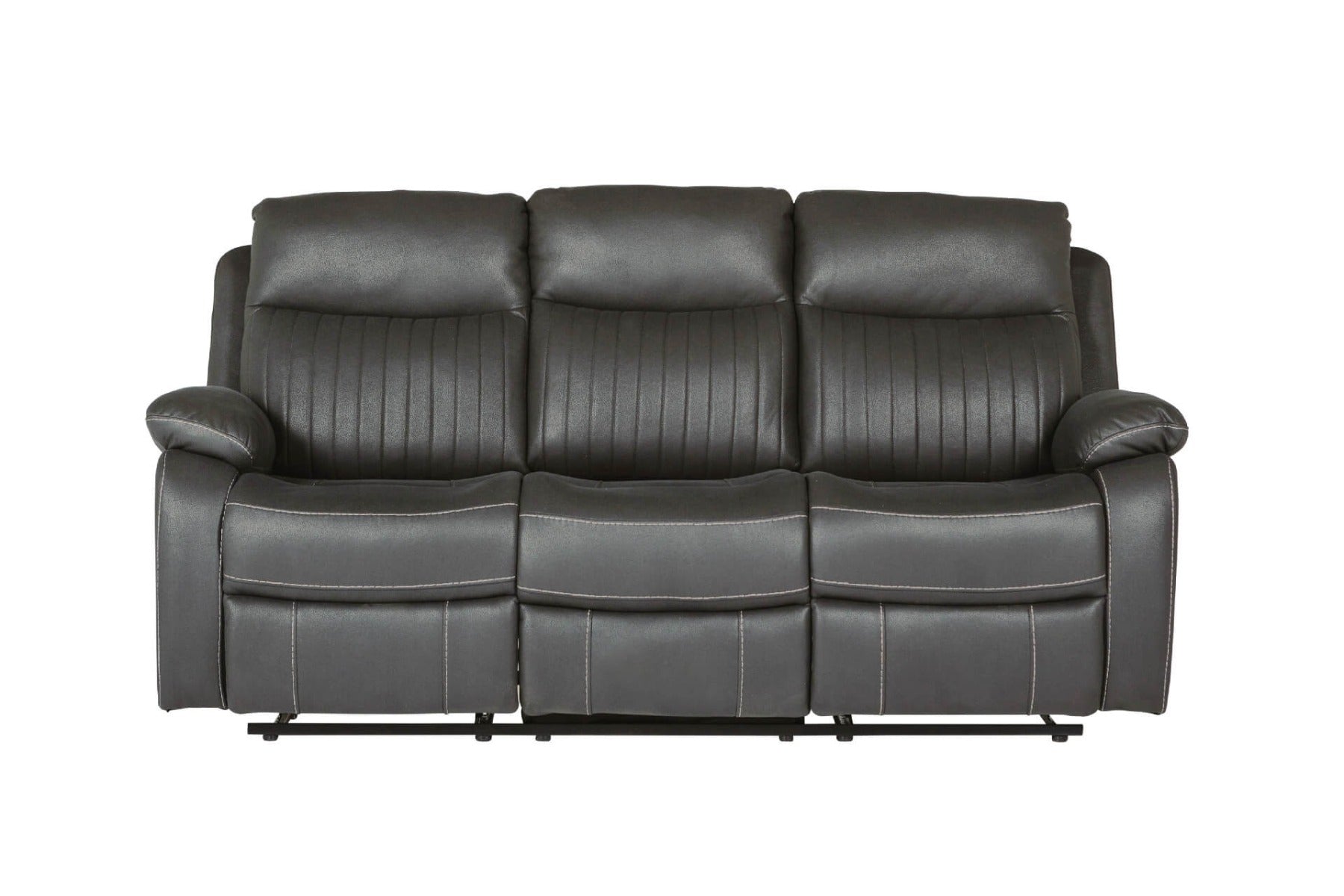 Barkley 3 -Seater Manual Recliner in Dark Grey Leatherette Fabric - Ultimate Comfort with Free Nationwide Delivery