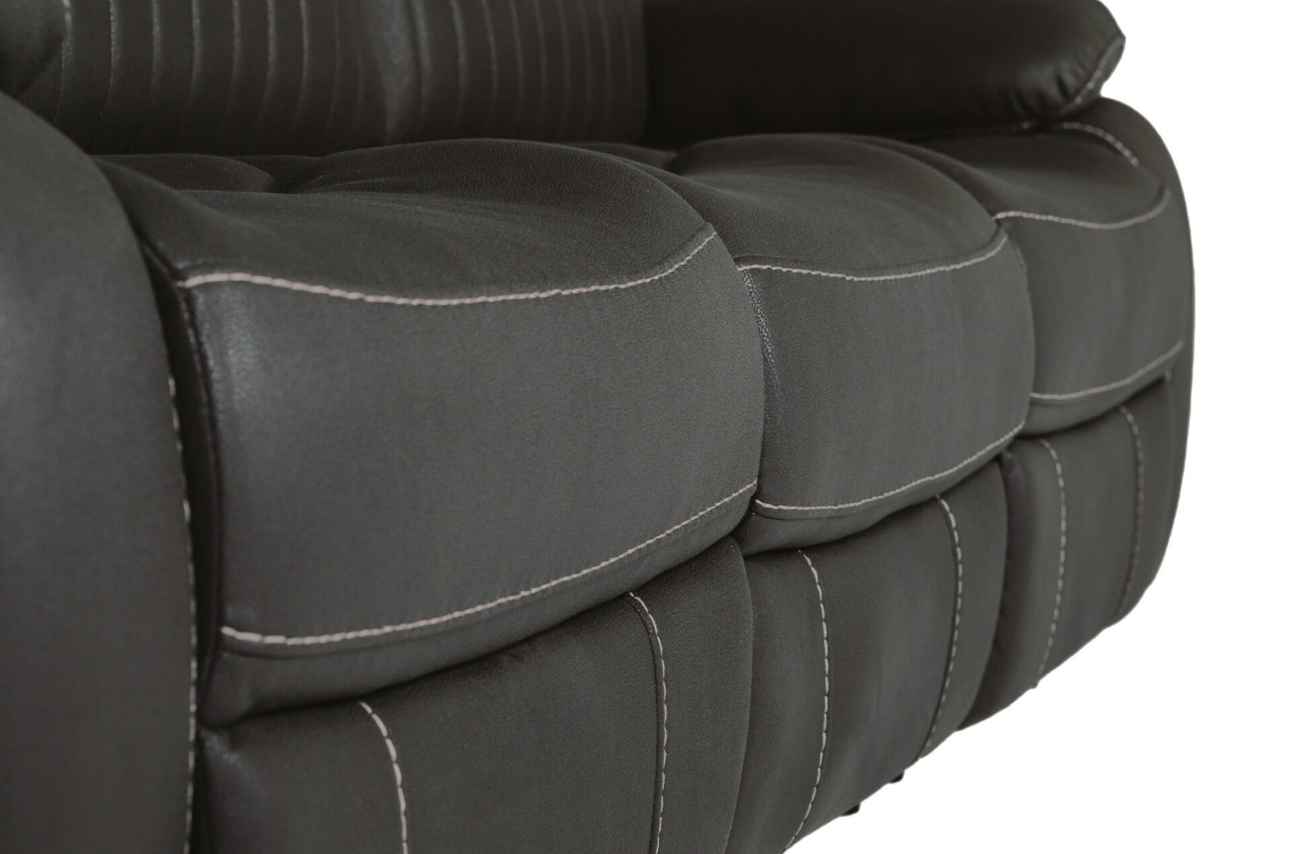 Barkley 3 -Seater Manual Recliner in Dark Grey Leatherette Fabric - Ultimate Comfort with Free Nationwide Delivery