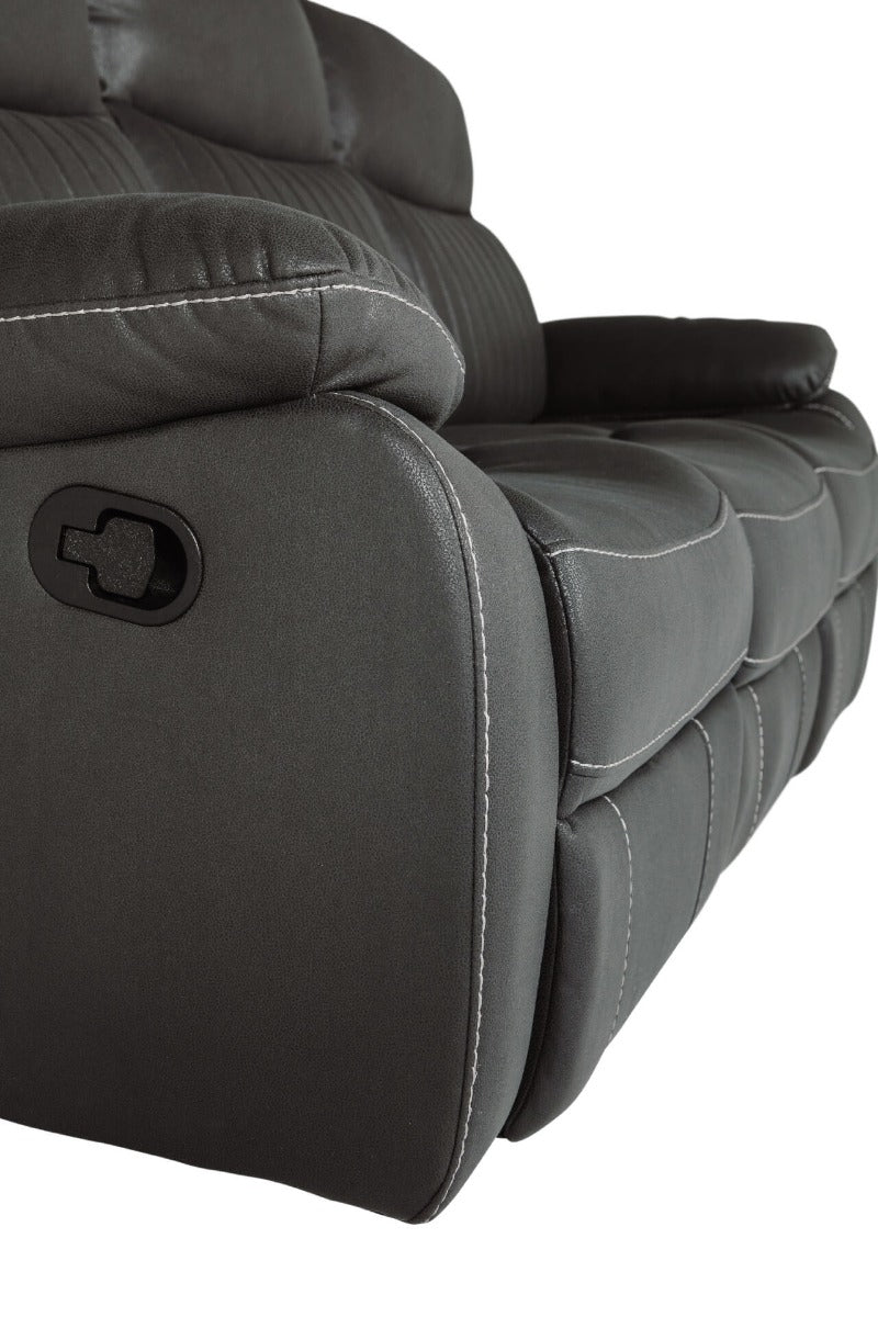 Barkley 3 -Seater Manual Recliner in Dark Grey Leatherette Fabric - Ultimate Comfort with Free Nationwide Delivery