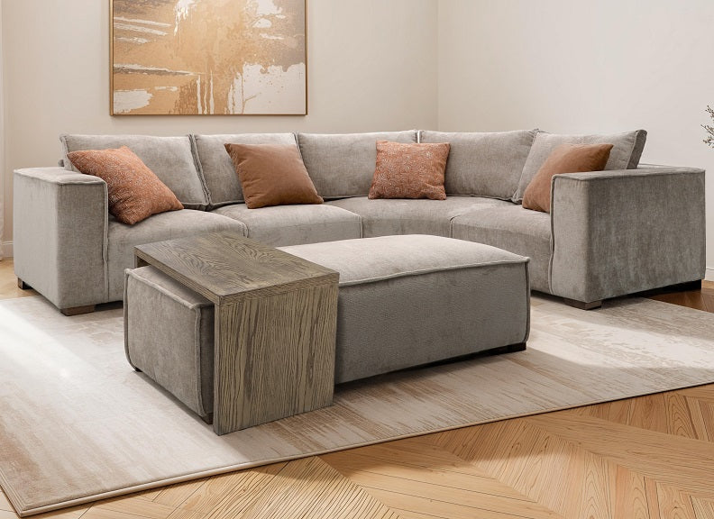 Bodhi Ottoman With Table – Sofa Accessory In Mink or Olive| Free Delivery