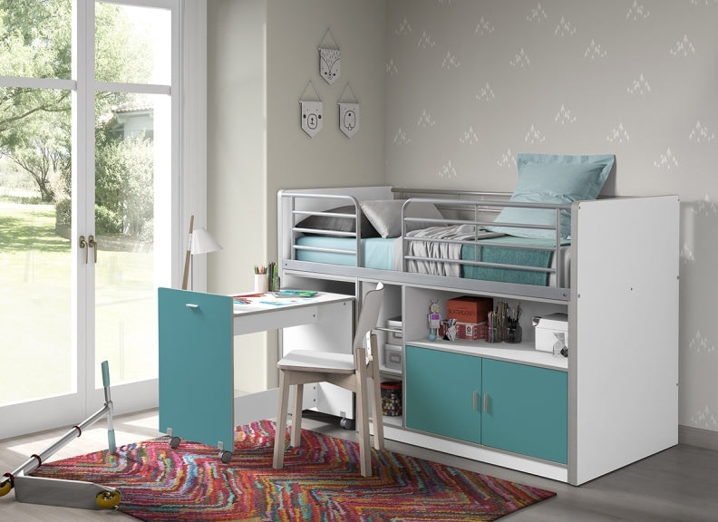 Bonny Turquoise Mid-Sleeper W/Pull-Out Desk Room