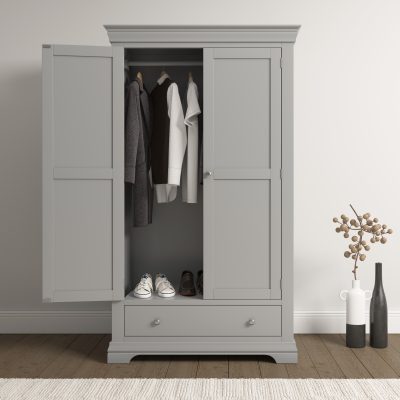BORDEAUX 2 DOOR WARDROBE - PEBBLE GREY