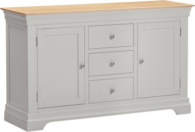 BORDEAUX 3 DOOR 3 DRAWER SIDEBOARD - PEBBLE GREY/OAK
