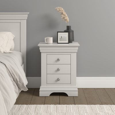 BORDEAUX 3 DRAWER BEDSIDE - IVORY