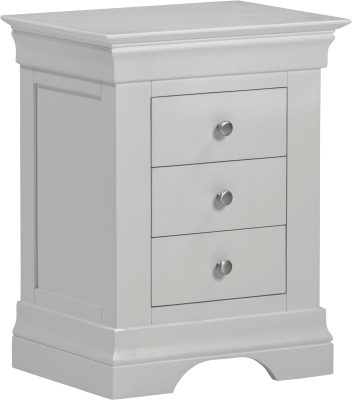 BORDEAUX 3 DRAWER BEDSIDE - PEBBLE GREY
