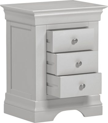 BORDEAUX 3 DRAWER BEDSIDE - PEBBLE GREY