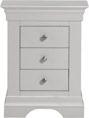 BORDEAUX 3 DRAWER BEDSIDE - PEBBLE GREY