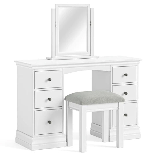BORDEAUX White Double Pedestal Dressing Table Set