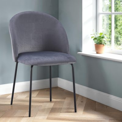 BOSTON DINING CHAIR (X4 PER BOX) - GREY VELVET