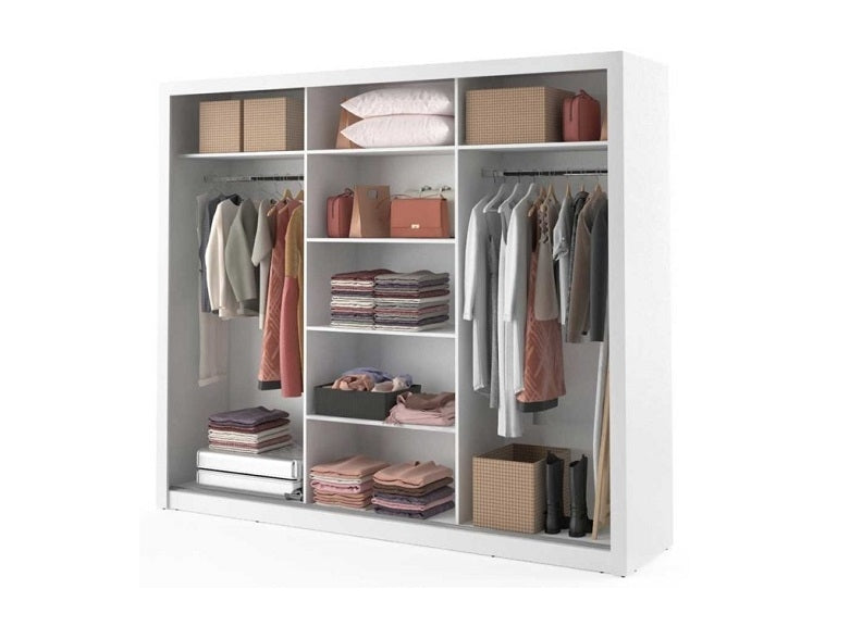 Boston White 3 Door Wardrobe-inside