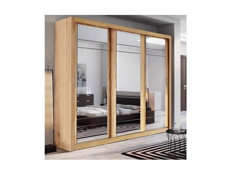 Boston Oak 3 Door Wardrobe Room