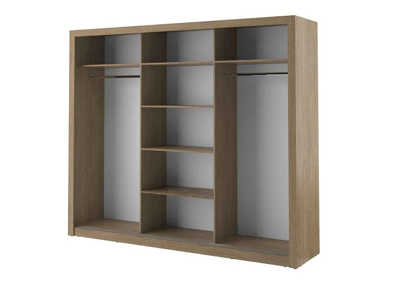 Boston Oak 3 Door Wardrobe-inside