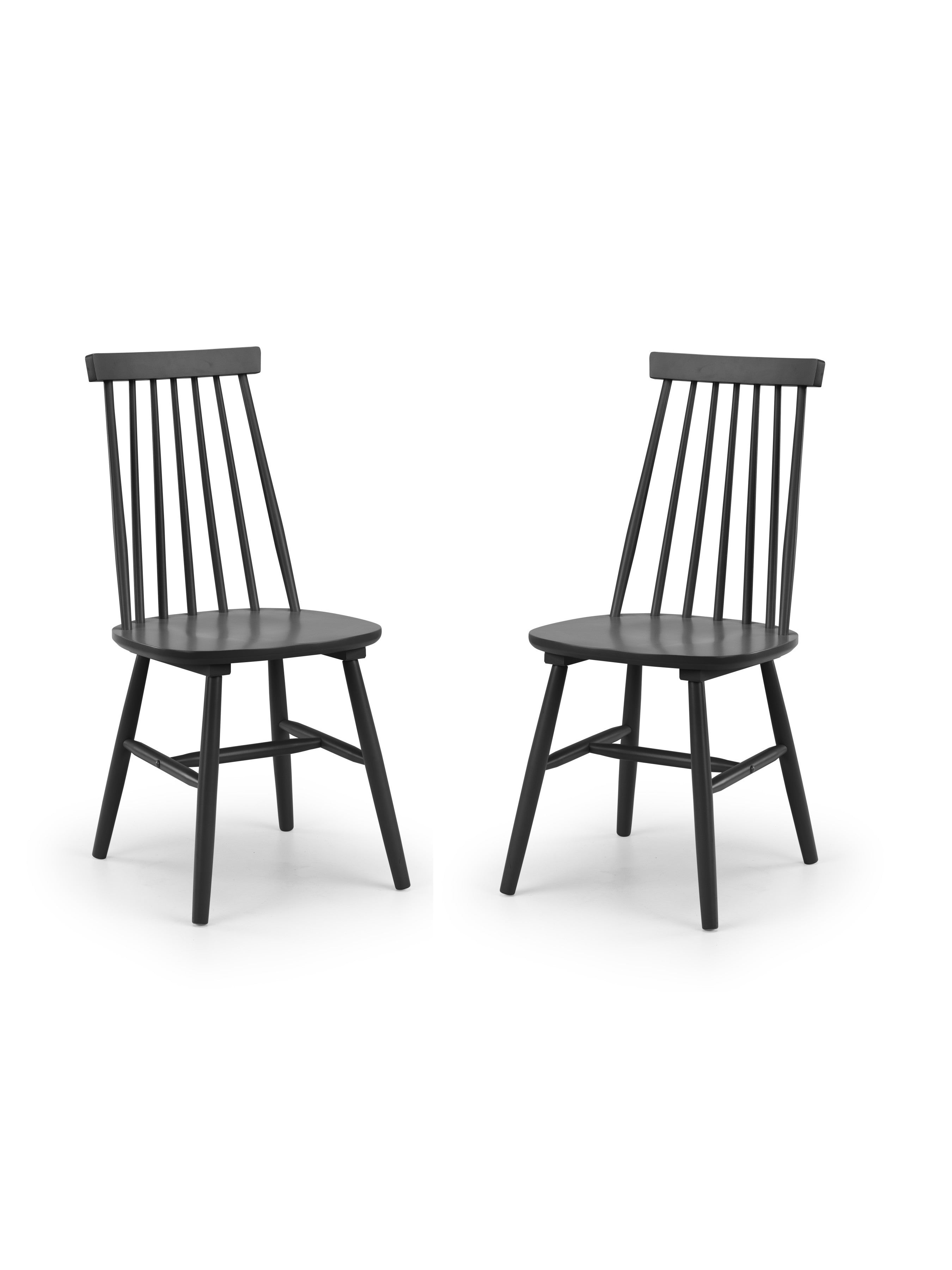 Set Of 2 Alassio Spindle Back Dining Chairs - Black