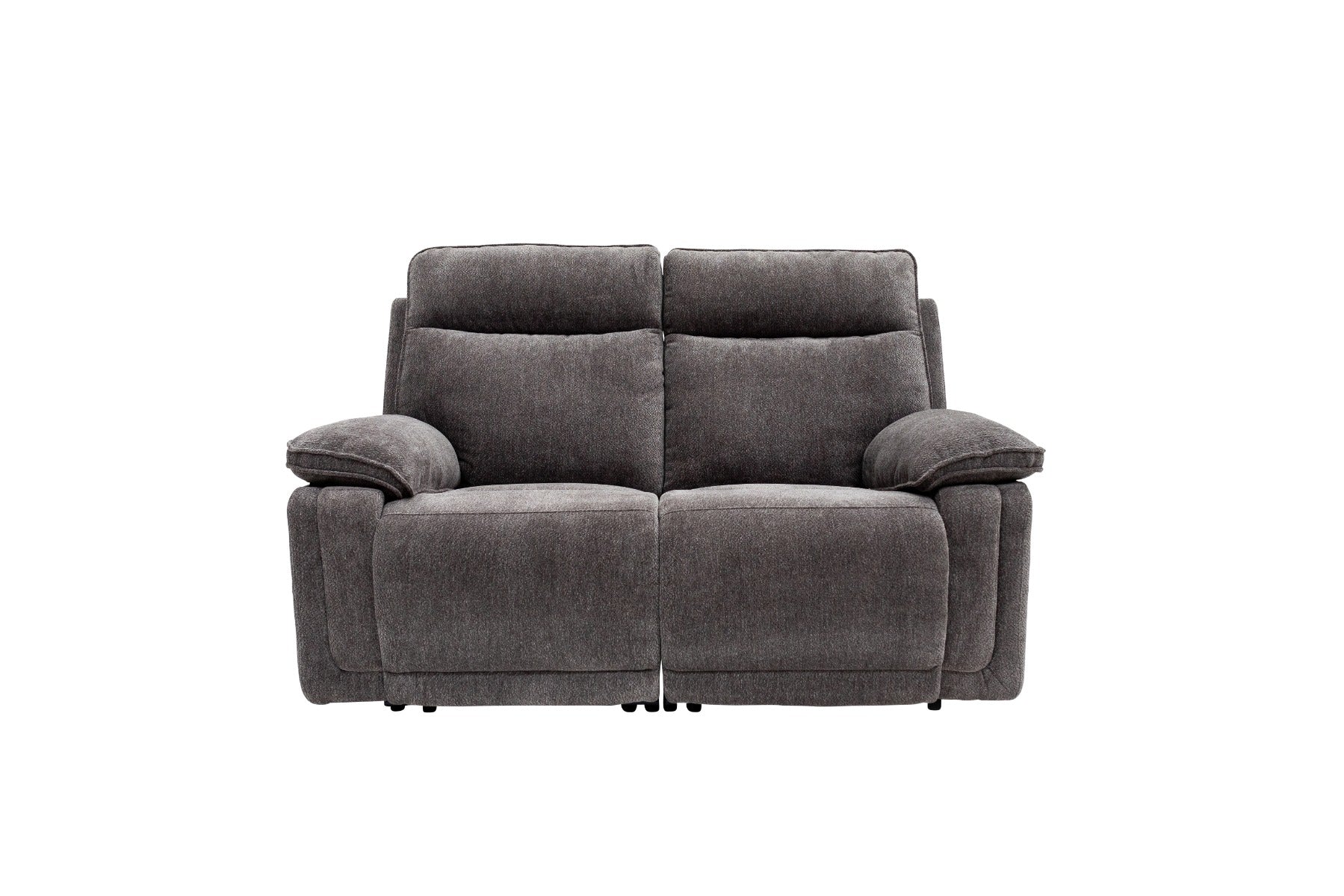 Cadenza Charcoal Fabric Electric Recliner 2-Seater Sofa – Piped Trim, USB Charging Ports, and Deep-Filled Seating