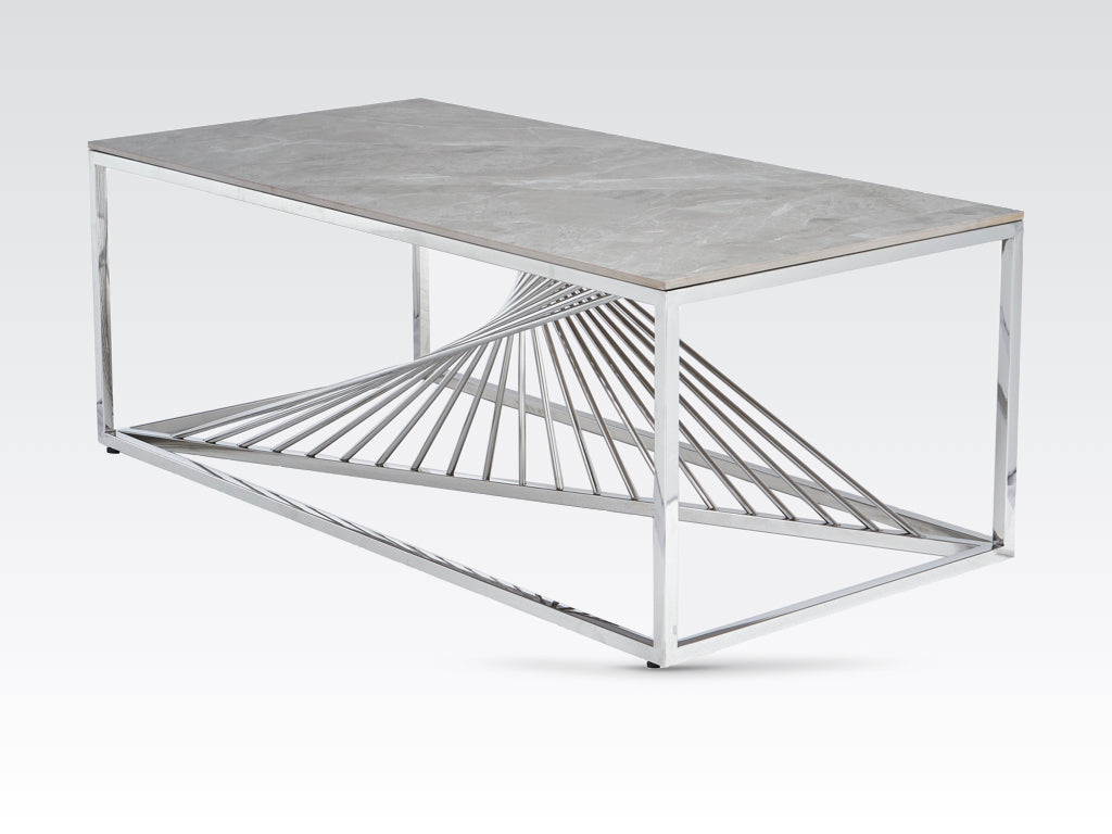 Calabria Coffee Table  Sintered Stone and Stainless Steel