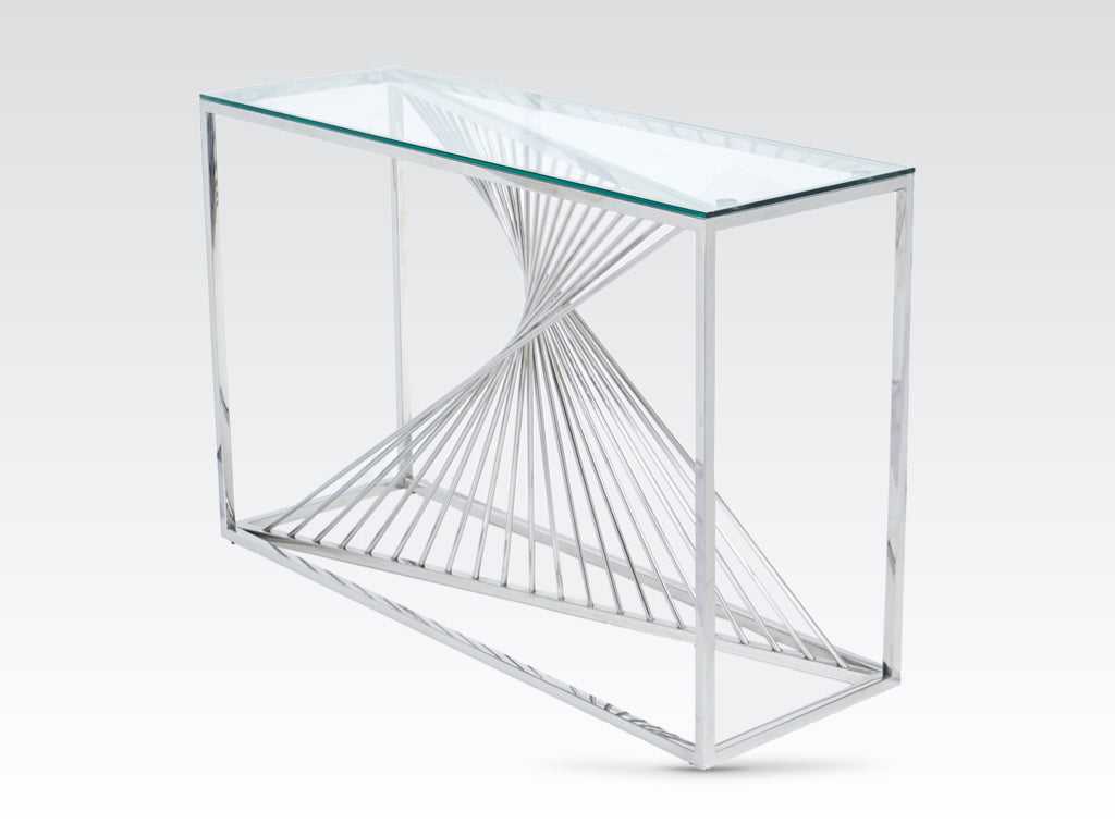 Calabria Console Table Glass and Stainless Steel