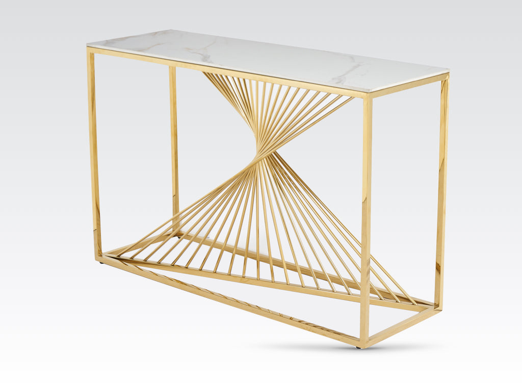 Calabria Console Table Sintered Stone and Gold