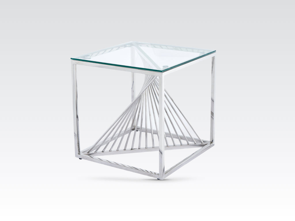 Calabria End Table Glass and Stainless Steel