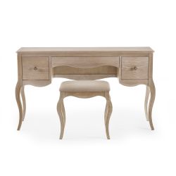 Camille Dressing Table & Stool - Limed Oak | Elegant French-Inspired Vanity Set (Pre-order for August delivery)