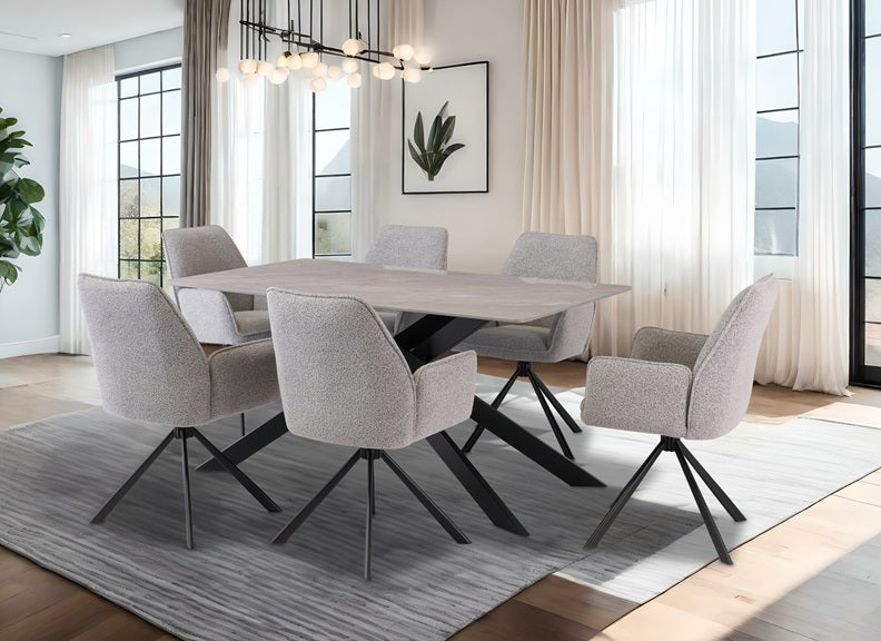 Camilla Table W/Harley Fabric Swivel Armchairs