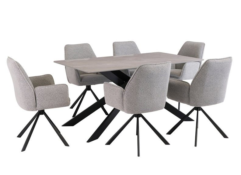 Camilla 1.6 M Fixed Dining Tables & Six Harley Dining Armchairs