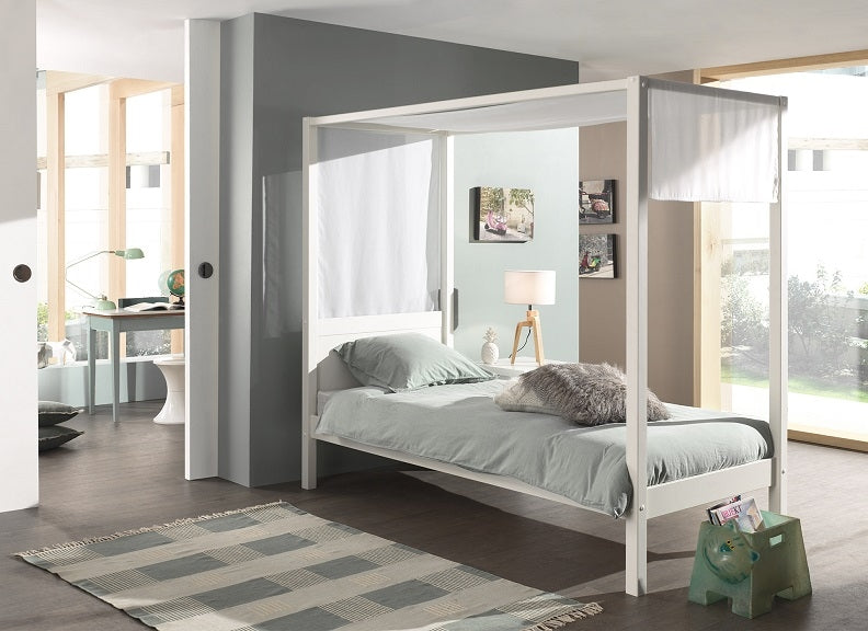 Pino White Canopy Bed With Cover - room