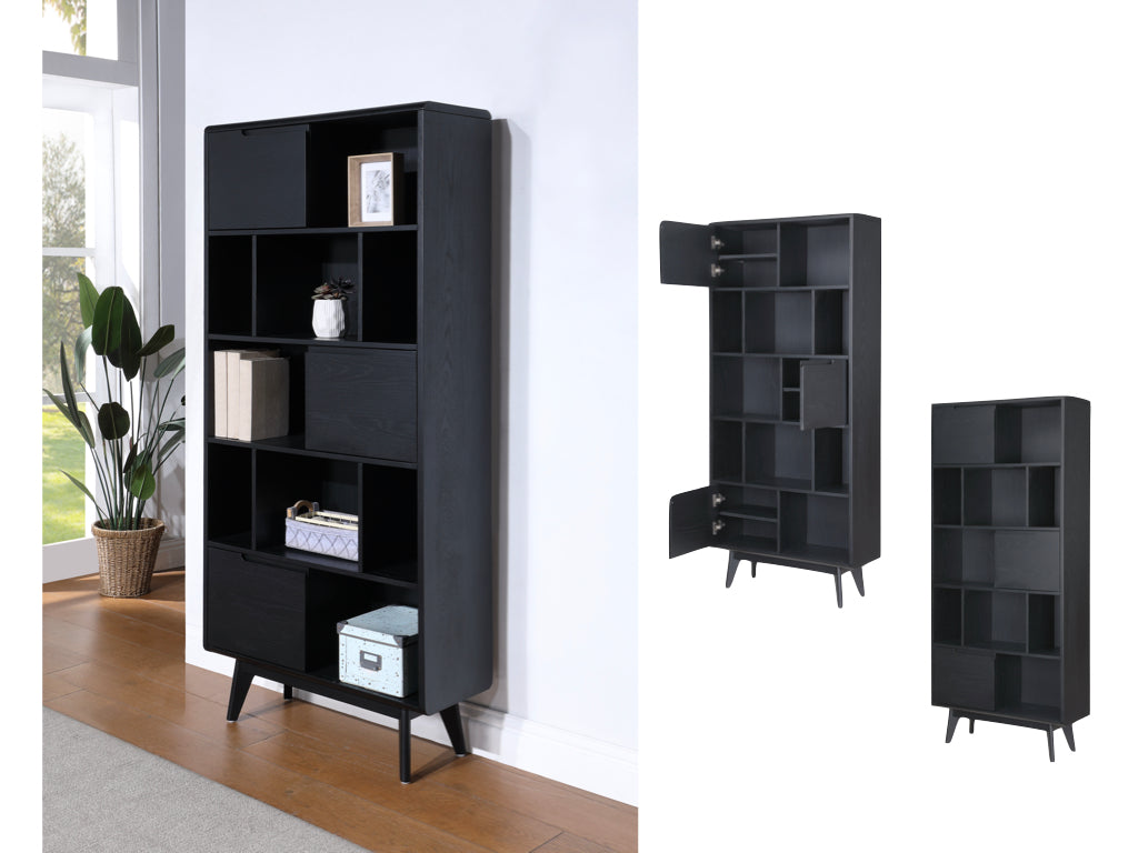 Carrington Black Lge Double Bookcase
