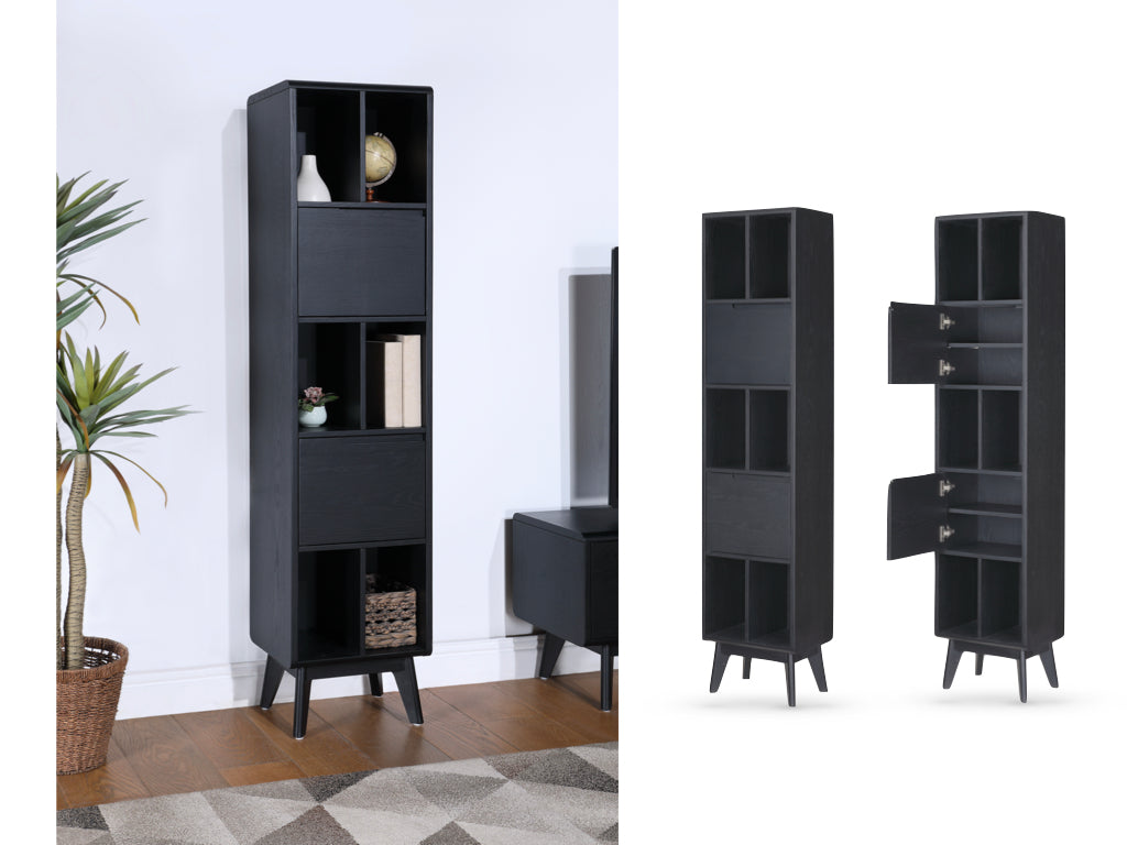 Carrington Black Lge Single Bookcase