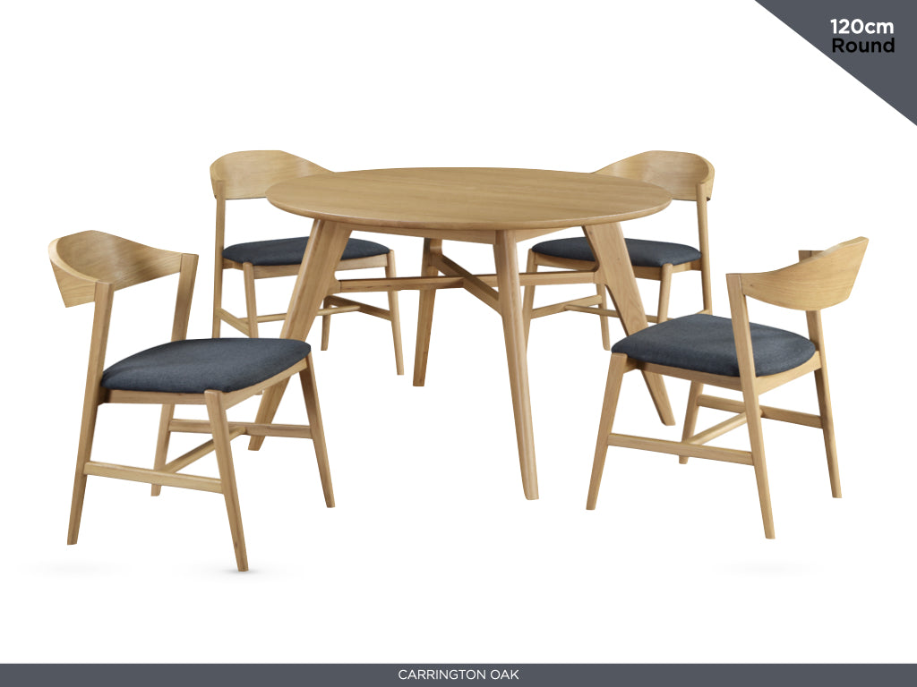 Carrington Oak 120 cm Round Dining Set
