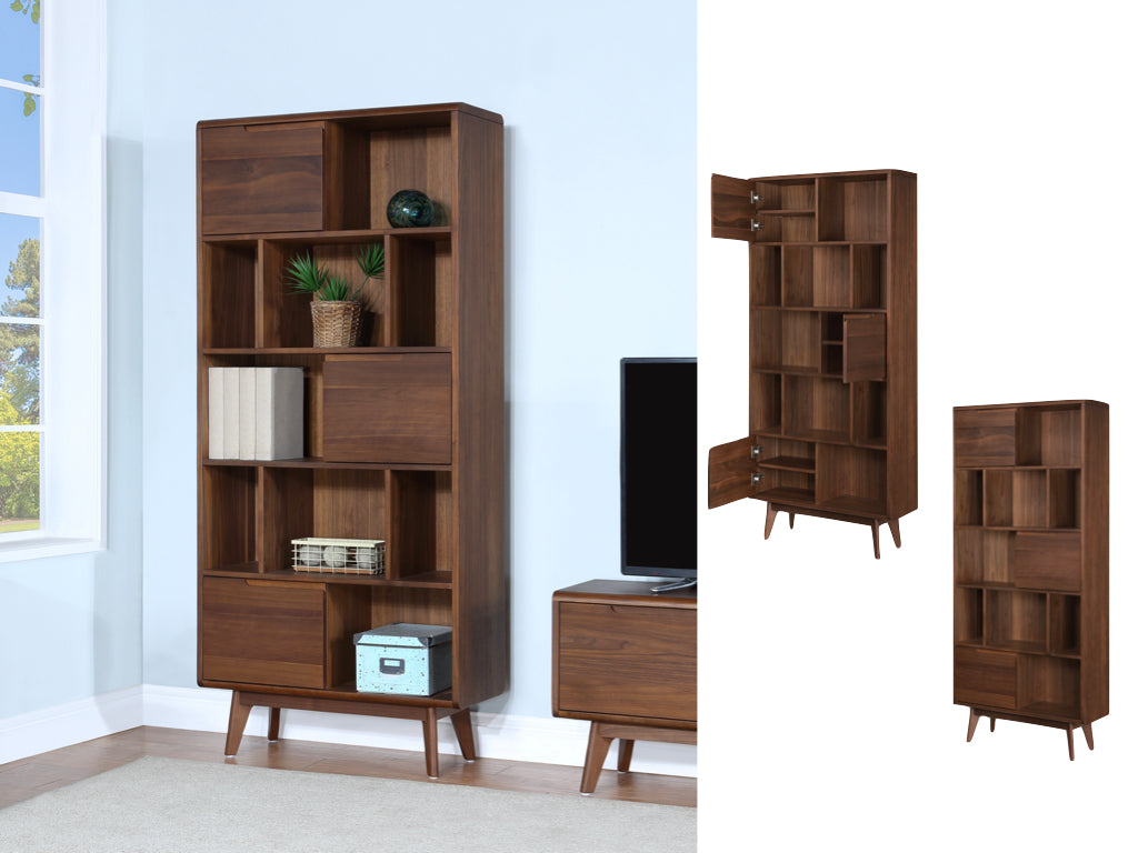 Carrington Walnut Lge Double Bookcase