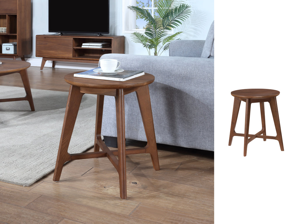 Carrington Walnut Round Lamp Table