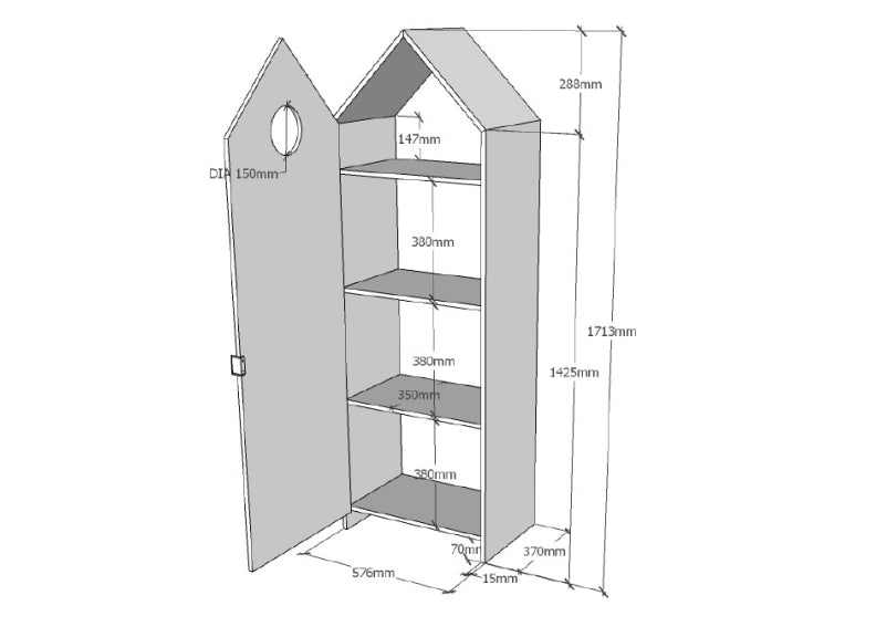 Casami Single Door Wardrobe Dimensions
