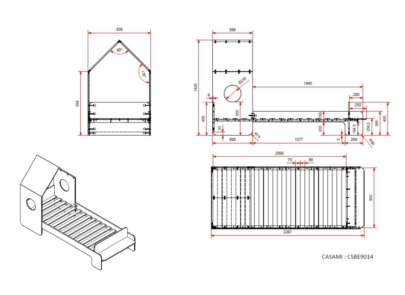 Casami Single Bed - Dimensions